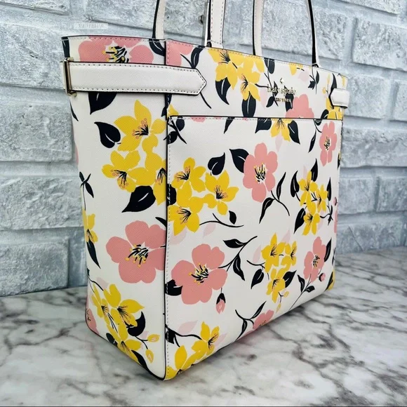 Kate Spade Lily Blooms Large Laptop Tote Shoulder Bag - Picture 3 of 11